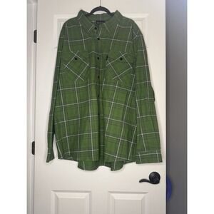 Harley Davidson Button Up Long Sleeve Plaid Shirt Men's 4xl Green White Gray